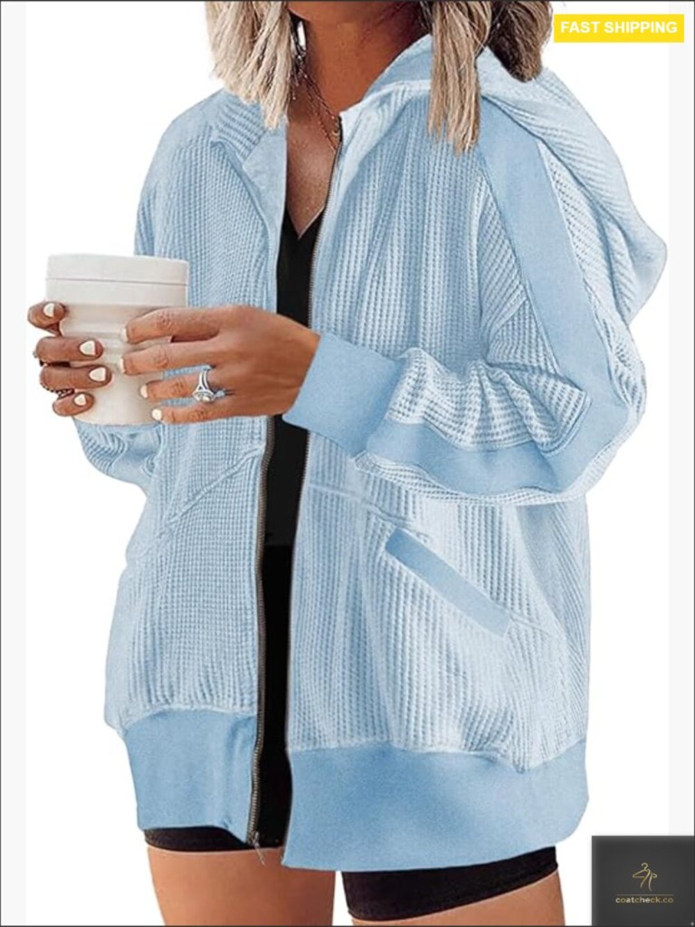 Plus Size Zip Up Oversized Hoodie Sweatshirt with Pockets Long Sleeve Casual